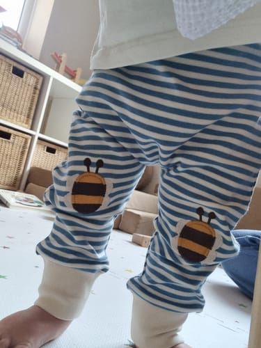Customer photo review of Bees Knees Patch Striped Joggers