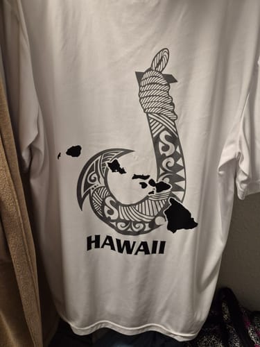 Customer photo review of Hawaii Rainbow Warriors Personalized T Shirt Kakau Ikaika Laau Pama LT7