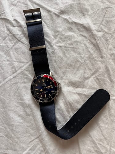 Customer photo review of Navy Blue Nylon Watch Strap