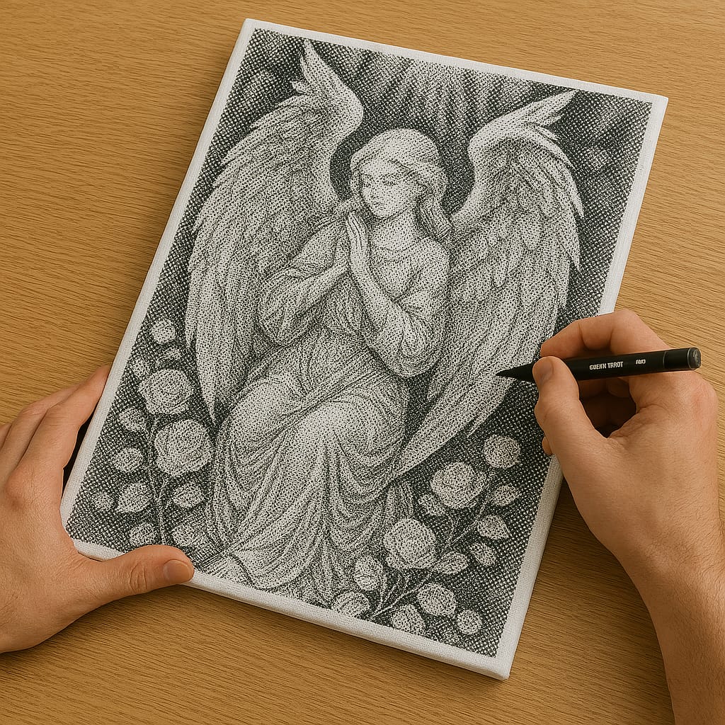Customer photo review of Angel with Delicate Roses | Dot Painting Kit