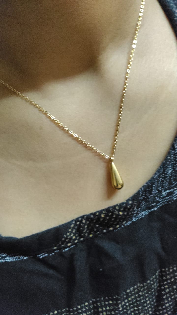 Customer photo review of Thin Drop Necklace