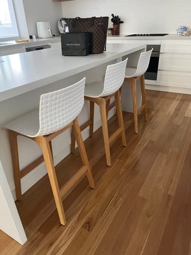 Customer photo review of Byron Solid Oak Bar Stool in White Acrylic
