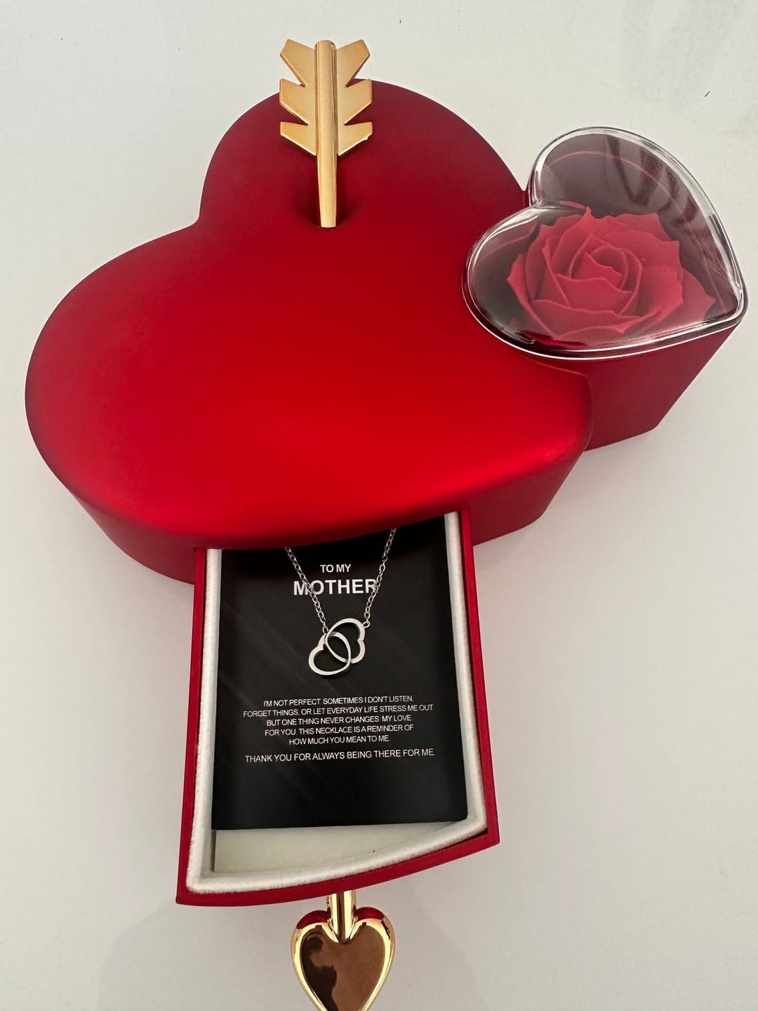 Customer photo review of Engraved Heart Necklace - With Real Rose - To My Mother