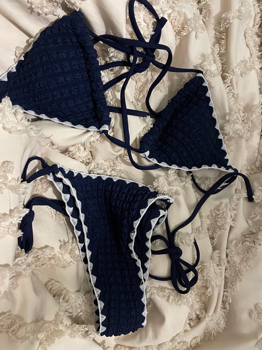 Customer photo review of Seamolly Teeth Edge Crafted Triangle Tie Side Bikini Set