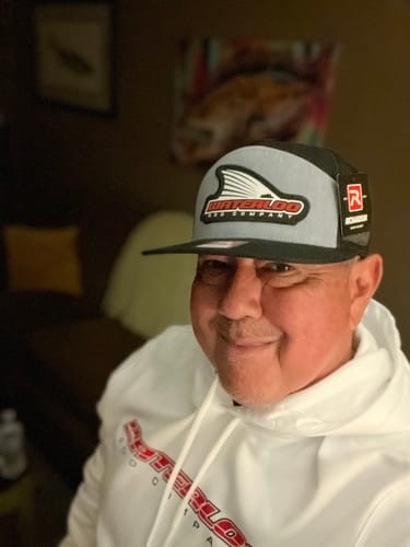 Customer photo review of Waterloo Heather Grey and Black Flat Bill Snap Back - Tails Up Woven Patch