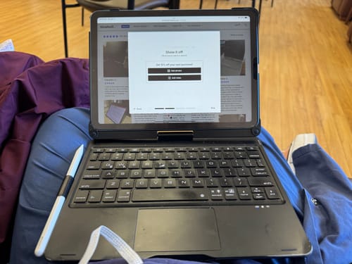 Customer photo review of Rotate Pro Wireless Keyboard Case for iPad