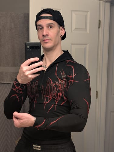 Customer photo review of Void Tech™ Hollow Knight hoodie Compression [NIGHTMARE]