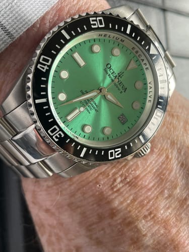 Customer photo review of Oceaneva Men's Deep Marine Explorer II 1250M Pro Diver Watch Aquamarine Burst Dial