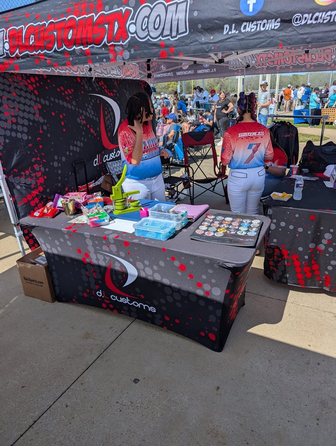 Customer photo review of Premium Stretch Table Cover (Full-Color Dye Sublimation, Full Bleed)