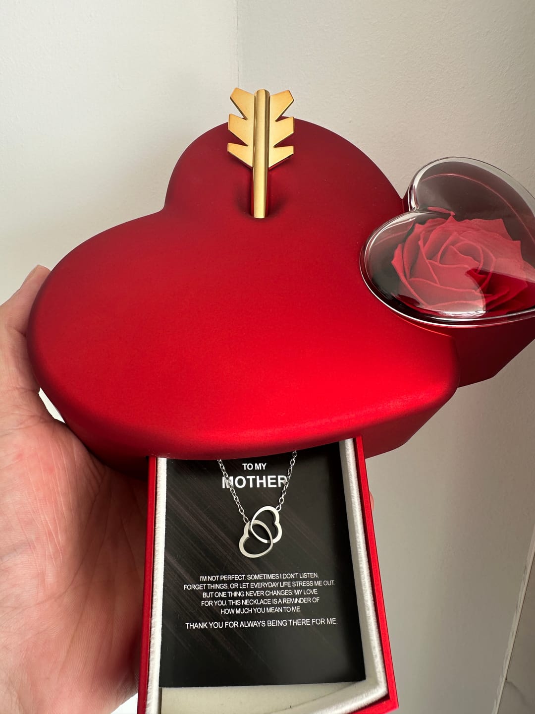 Customer photo review of Engraved Heart Necklace - With Real Rose - To My Mother