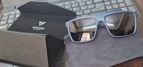 Customer photo review of PolarZ | Navy Blue Square Polarized Sunglasses | Black Lens - PMG6595