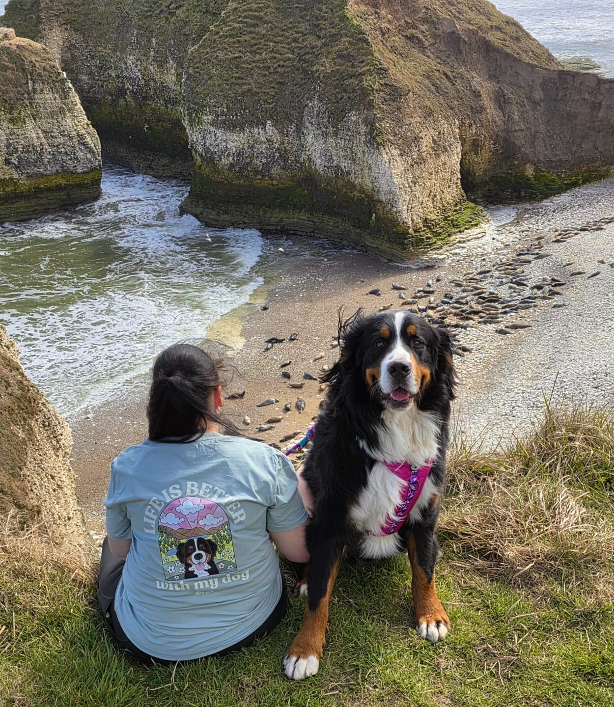 Customer photo review of Personalised Life Is Better With Your Dog T Shirt