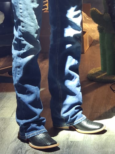 Customer photo review of Black Python Leather Boots With Python Leather Shaft - Square Toe