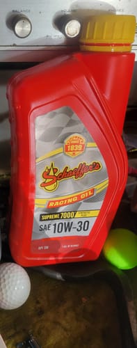 Customer photo review of Schaeffers 011030 Micron Moly Advanced Racing SAE 30 Oil | 1 Quart Bottle