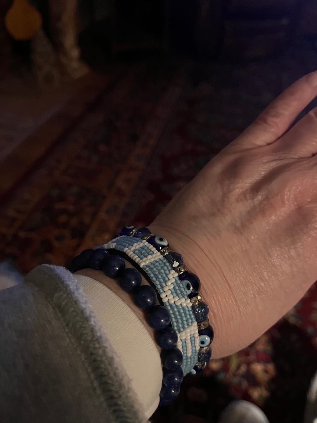 Customer photo review of LOVE Bracelet - Blue/White