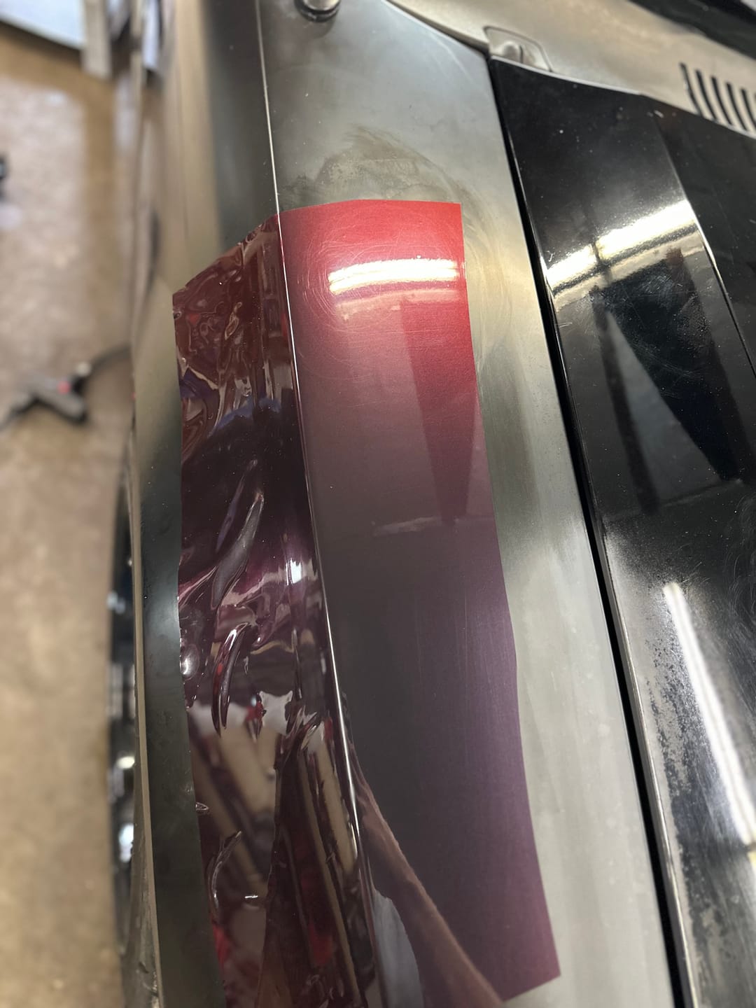 Customer photo review of Rainbow Drift Black Red Vinyl Wrap