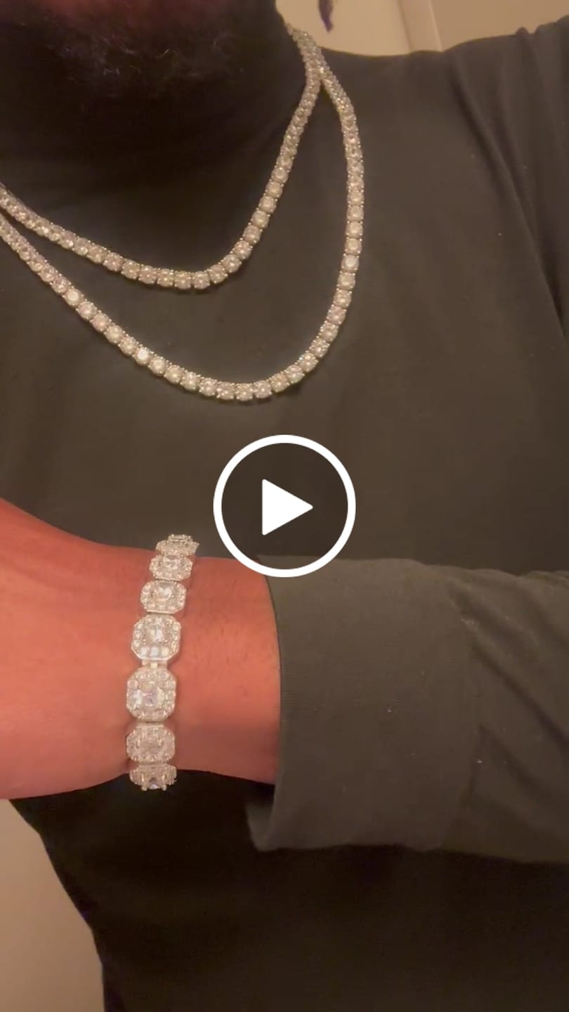 Customer video review of 10mm Moissanite Clustered Tennis Bracelet - 925 Silver - D Colour - VVS1