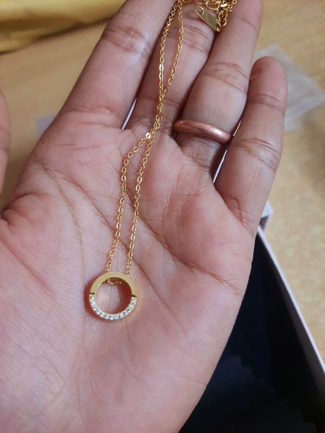 Customer photo review of Gold Halo Necklace