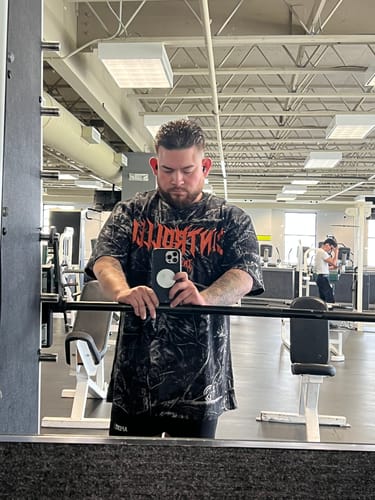 Customer photo review of Orange Dark Aether Camo Tee