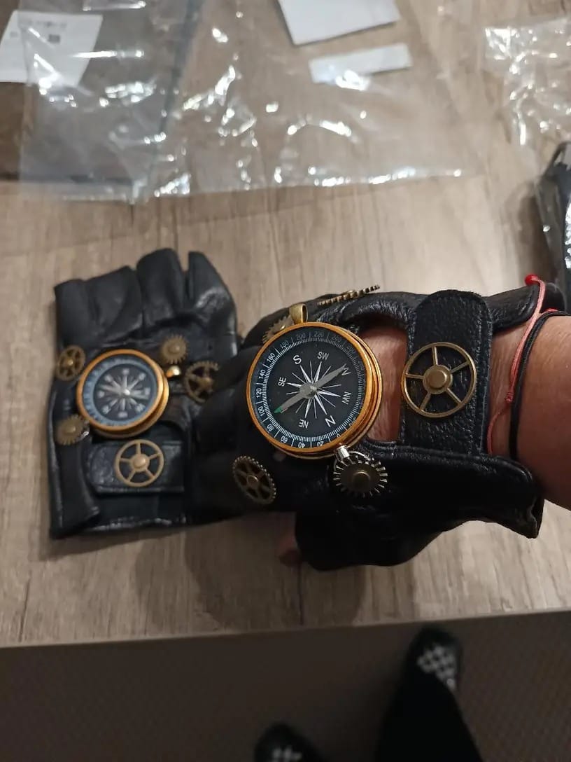 Customer photo review of Steampunk compass gloves