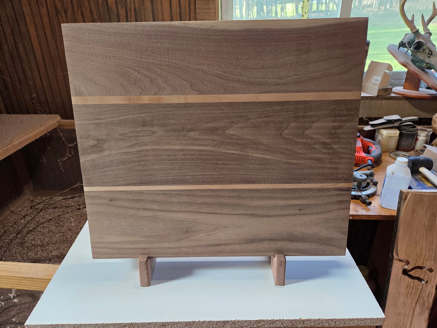 Customer photo review of 7.4x6.5 Cutting Board Stand Acrylic Router Template - Style 1