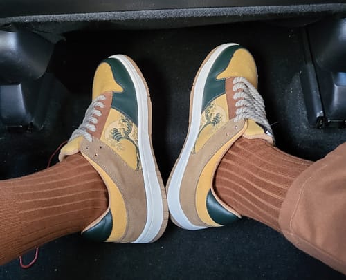 Customer photo review of The great wave off Kanagawa inspired sneakers