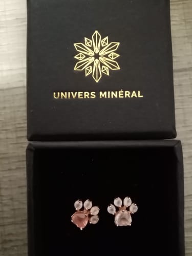 Customer photo review of Boucle d'Oreille Quartz Rose "Empreinte d'Amour"