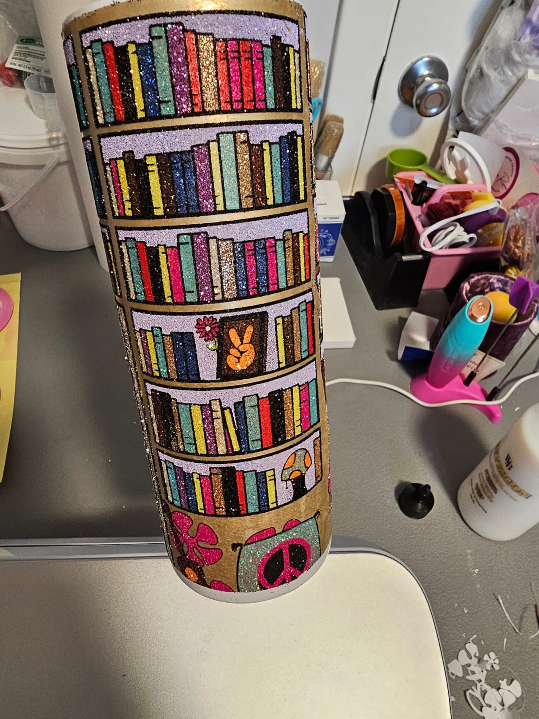 Customer photo review of Trippy Hippie Library Tumbler Template