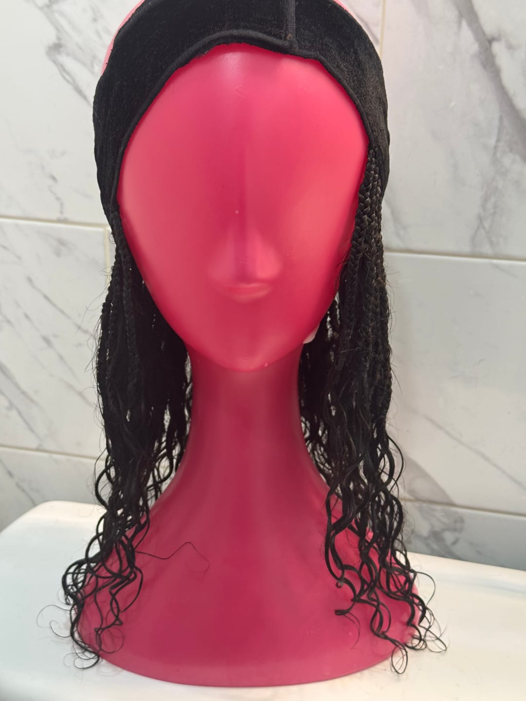 Customer photo review of 💥Flash Sale | Grab & Go Braids Band Wig Boho Style with Human Hair Curls