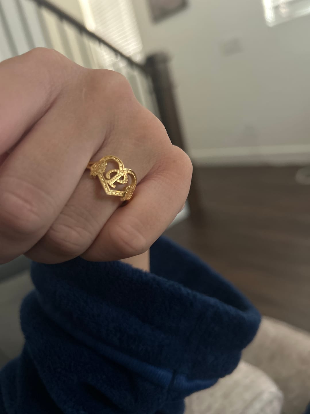 Customer photo review of Heart Initial Ring