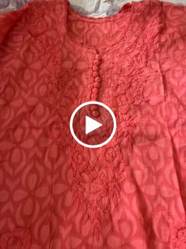 Customer video review of Coral Red Long Cotton Jacquard kurta