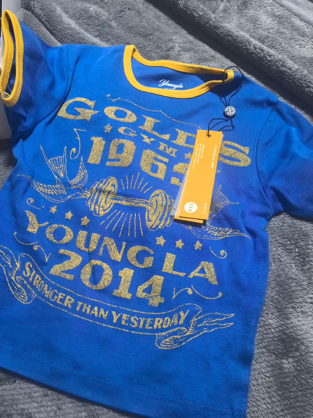 Customer photo review of W471 Gold's Gym Ringer Baby Tee