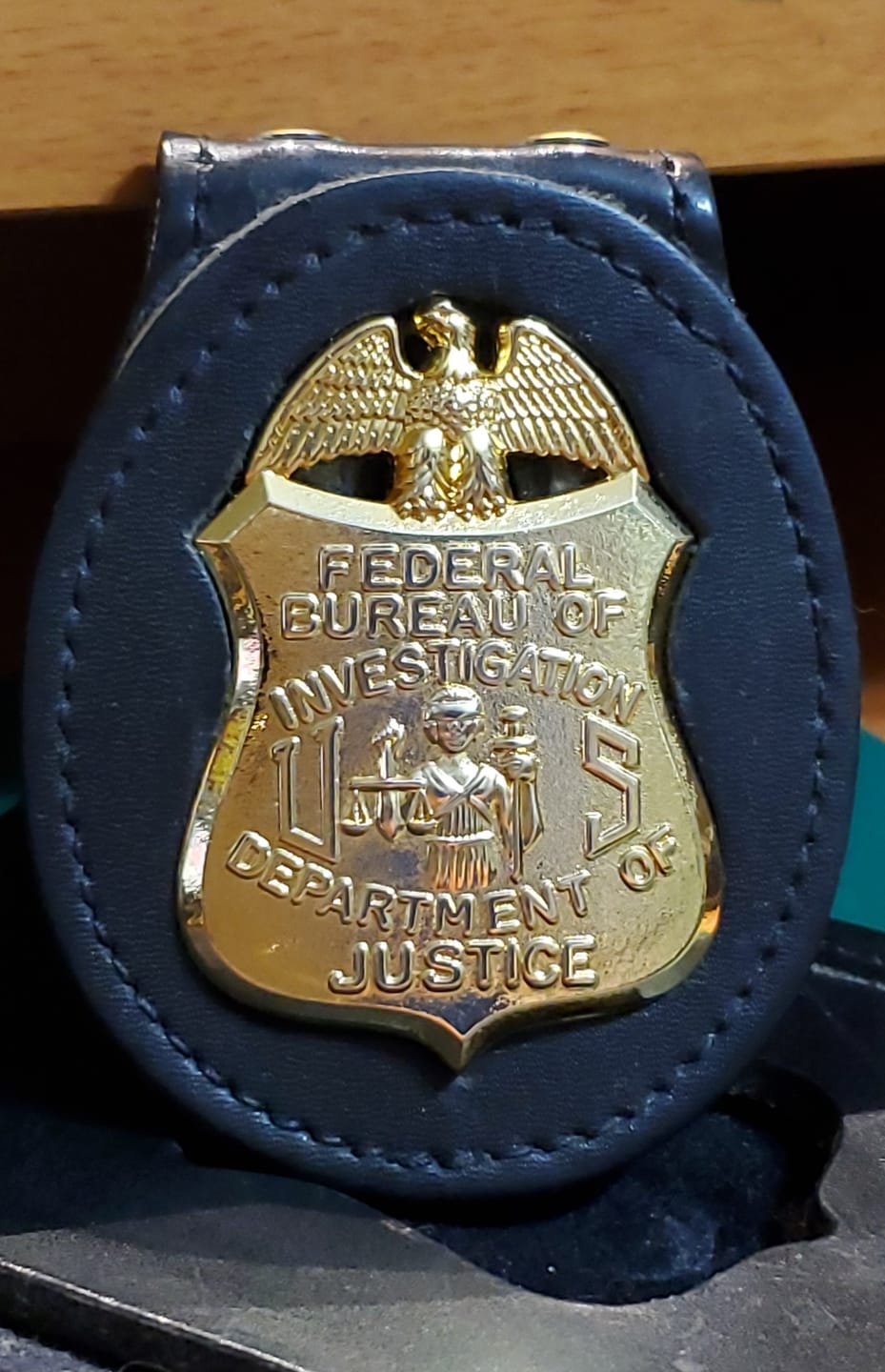 Customer photo review of FBI Special Agent Badge Solid Copper Exact Replica Movie Prop