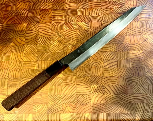 Customer photo review of Hatsukokoro Kurouchi Sujihiki 250 mm