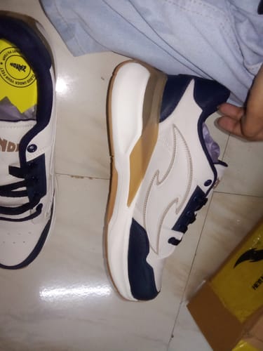 Customer photo review of MARSH Beige Navy Men's casual sneaker
