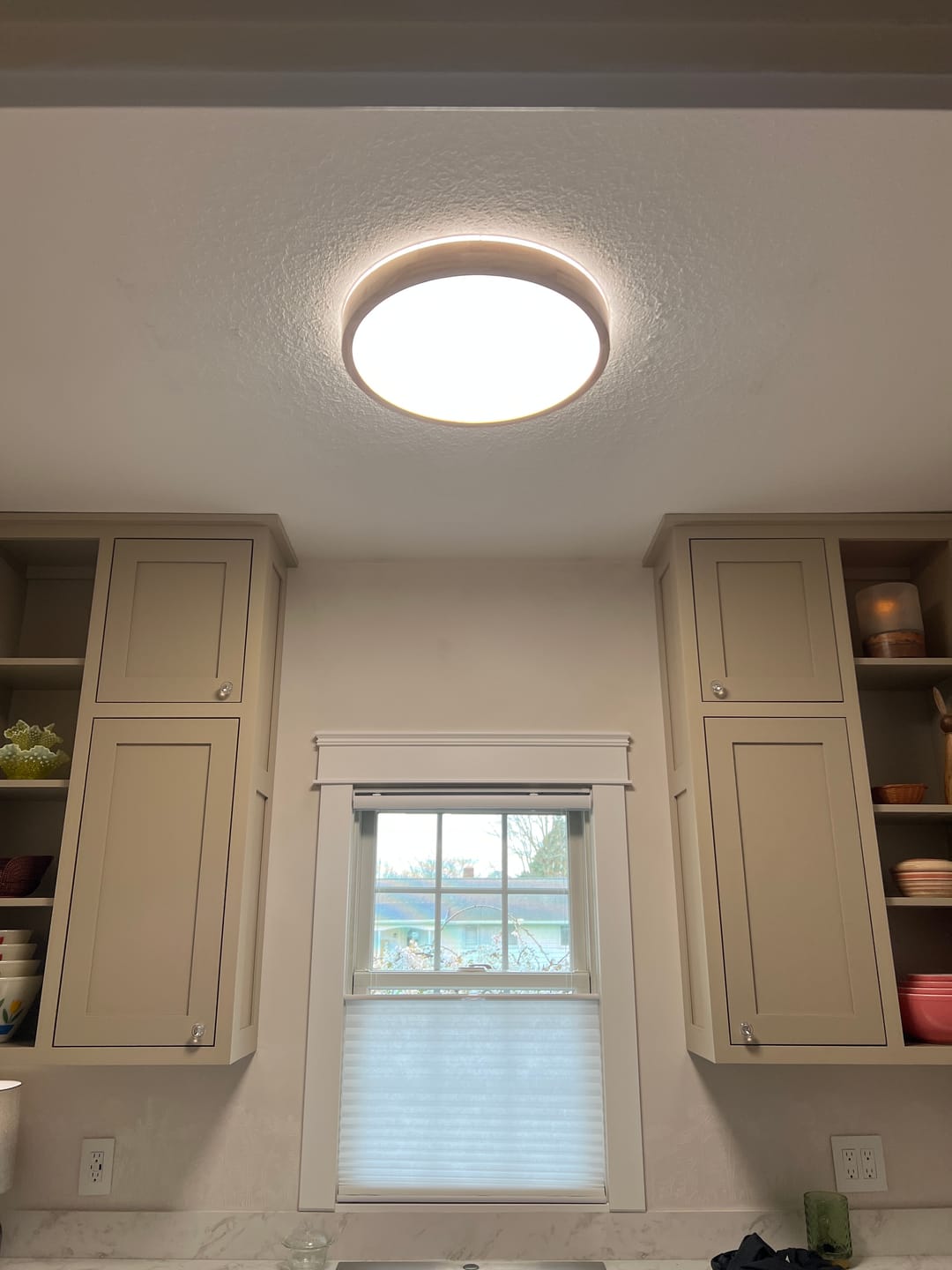 Customer photo review of Scandinavian Wooden Round LED Flush Mount
