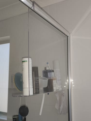 Customer photo review of Clear Acrylic Shower Shelf