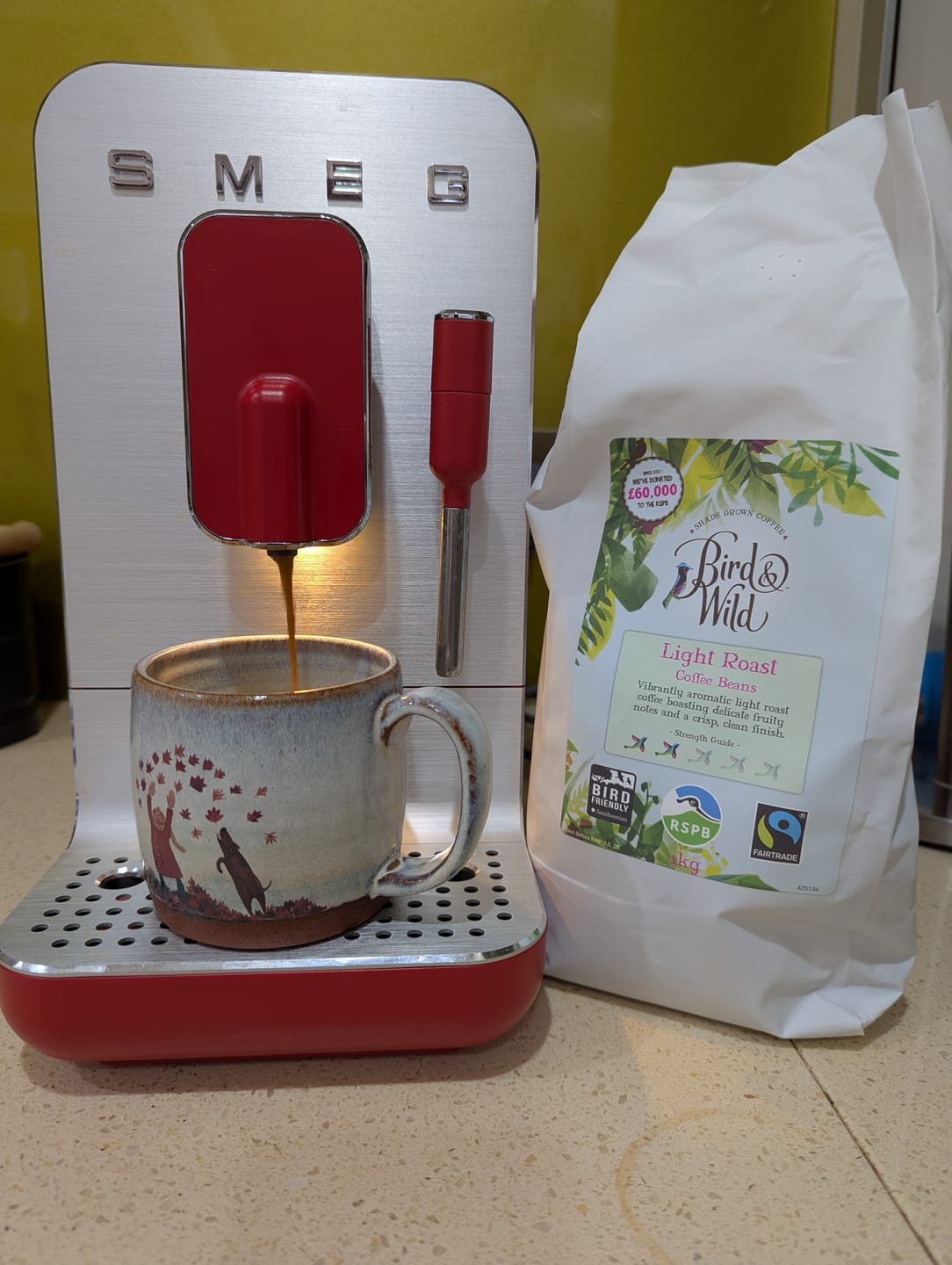 Customer photo review of Light Roast Fairtrade Organic Beans & Ground - 200g, 1kg