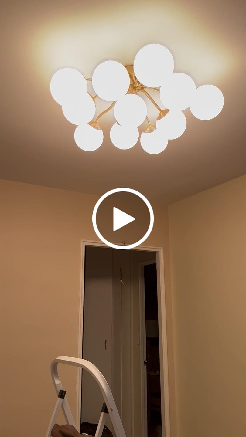 Customer video review of Bloom Brass Frosted Glass Bubble Semi Flush Chandelier
