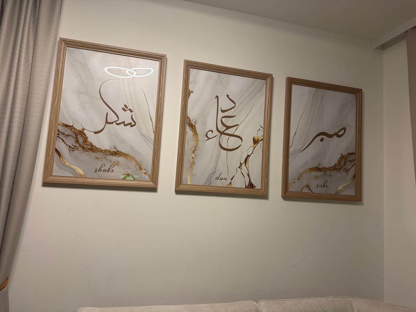 Customer photo review of Shukr, Dua, Sabr - Grey Golden Marble (Poster Set)