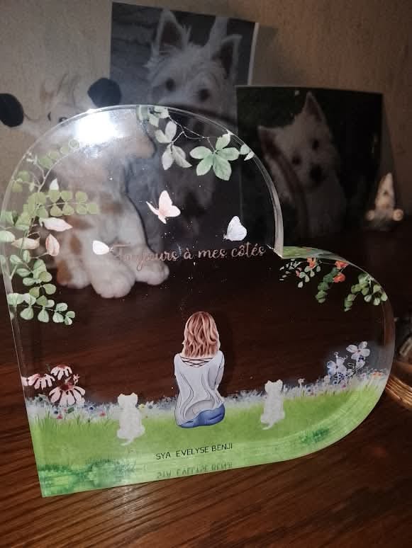 Customer photo review of Toujours à mes côtés - Cœur en verre personnalisé