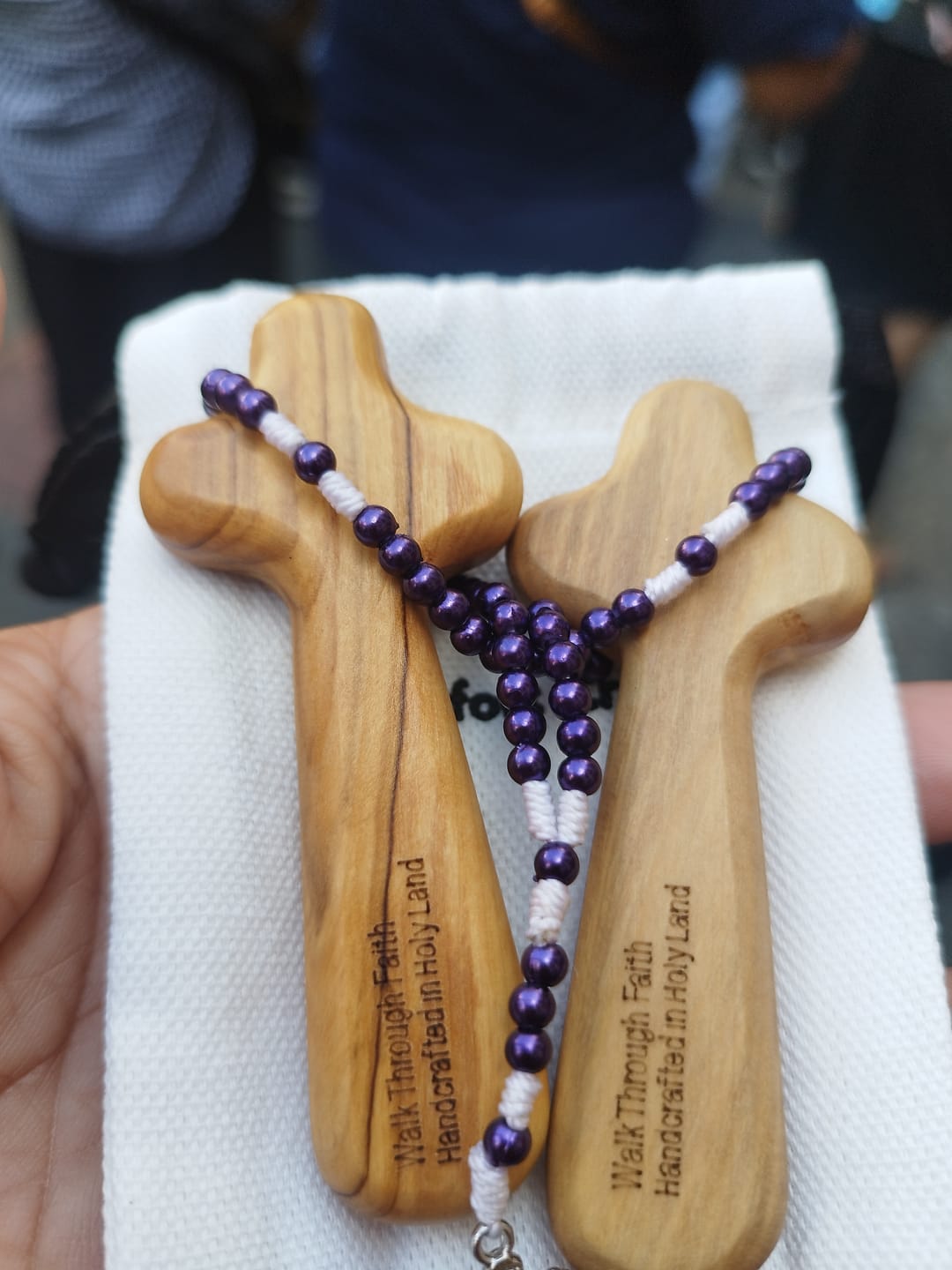 Customer photo review of Holy Land Olive Wood Comfort Cross