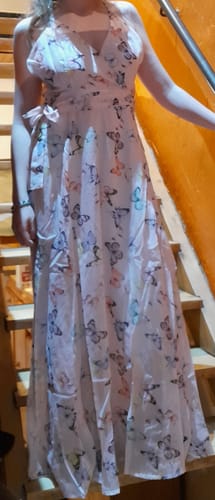 Avis photo d'un client sur Robe Vintage Rose Clair à Bretelles et à Lacets 1950s voyage