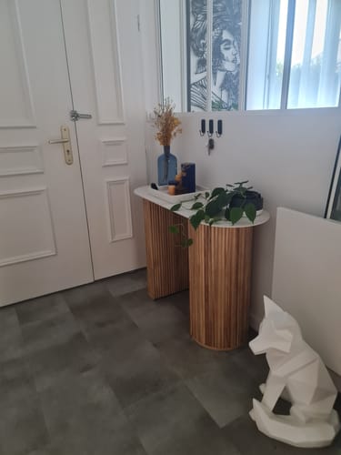 Customer photo review of PIREUS - Console en bois et plateau effet marbre