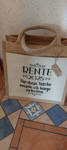 Customer photo review of Jutebeutel - Rente 2025