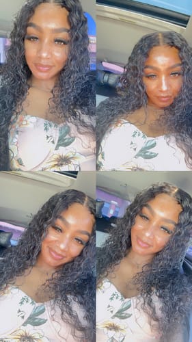 Customer photo review of CurlyMe Pre-bleached Wear Go Glueless Wig 7x5 Pre-cut HD Lace Water Wave Human Hair
