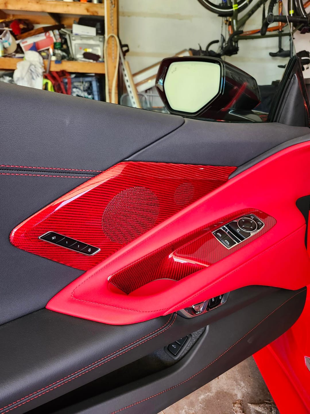 Customer photo review of C8 Corvette 2020+ Real Carbon Fiber Window Switch Trim Cover