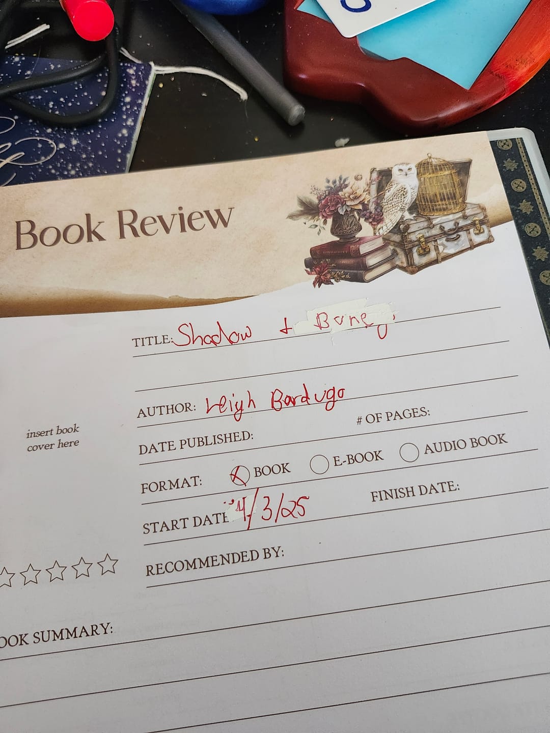 Customer photo review of Dark Academia All Booked Up Reading Journal