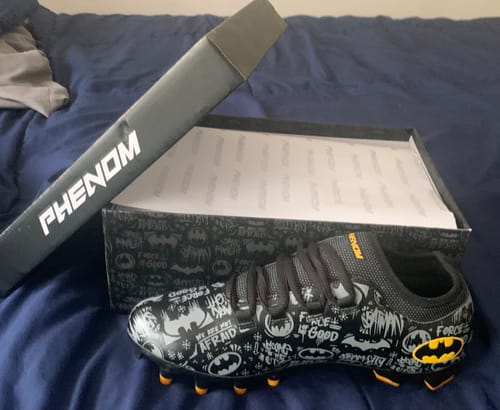 Customer photo review of Batman Youth Football Cleats - Velocity 2.0 by Phenom Elite