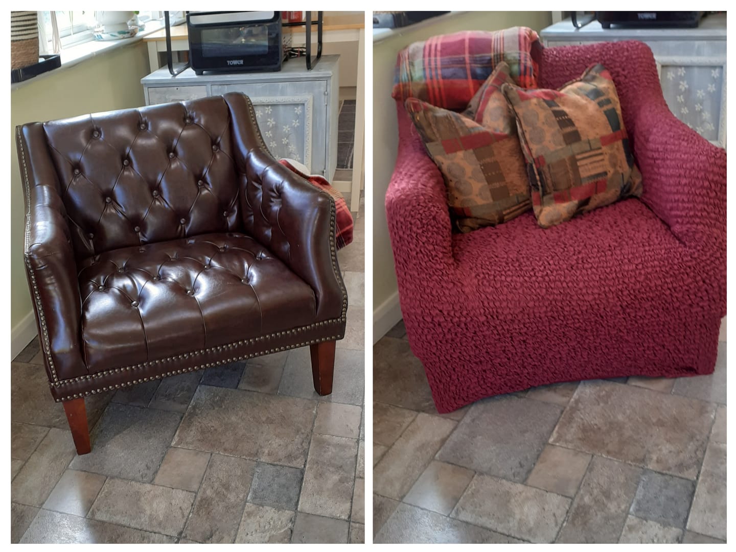 Customer photo review of Arm Chair Cover - Bordeaux, Microfibra